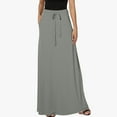 thumbnail image 2 of ShomPort Womens Maxi Skirts High Waist Drawstring Long A-Line Skirts Summer Casual Loose ted Skirts with Pockets (Large, Sky Blue), 2 of 8