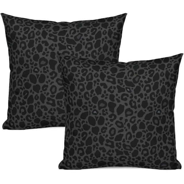 Leopard Print Throw Pillow Covers Set of 2 18x18 Inch Cheetah Decorative Pillowcase Soft Cushion for Bed Sofa Couch Black Design Adds Wild Style to Any Room