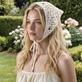 thumbnail image 3 of Unique Bargains Christmas 2pcs Crochet Bandanas, Crochet Head Scarf, Crochet Headbands Hairbands Hair Scarf for Women Girls White,Black, 3 of 7