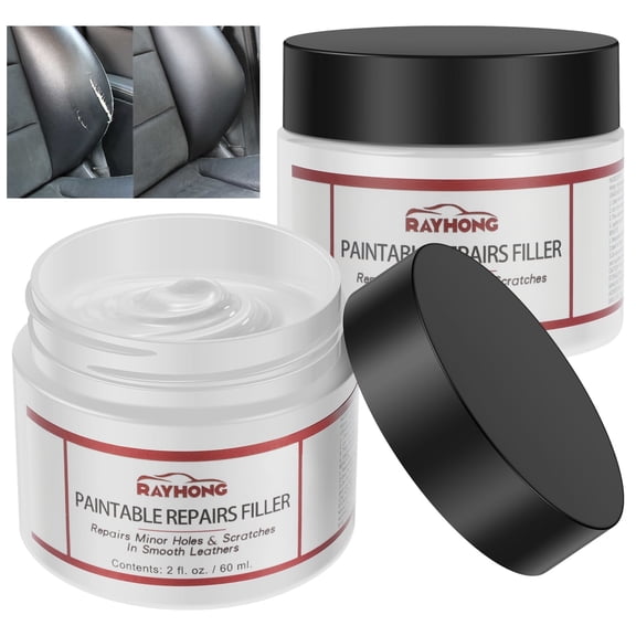 Crazyview 2pcs Leather Filler for Filling or Repairing Holes Scratches Flexible Leather Filling Paste White Leather Restorer Multipurpose Leather Refinish for Leather Vinyl Sofa Chair