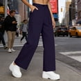 thumbnail image 2 of JJHGVB Linen Pants for Women Side Button Pants Lightweight Beach Trousers Straight Leg Trousers Flowy Palazzo Elastic Waist Linen Capri Pants Resort Wear for Women 2026 Office Work Trousers Navy 3XL, 2 of 4
