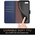 thumbnail image 6 of for iPhone SE2/SE 3rd 2022/7/8 4.7" Phone case[RFID Blocking Leather],[3 Credit Card Slot] Flip Folio Book Shockproof Protector,Holder Stand case,Women Men for Apple SE Wallet Cover,Blue, 6 of 11
