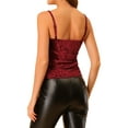 thumbnail image 3 of INSPIRE CHIC Valentine's Day Women's Velvet Lace Spaghetti Strap Cami Top L Red, 3 of 7