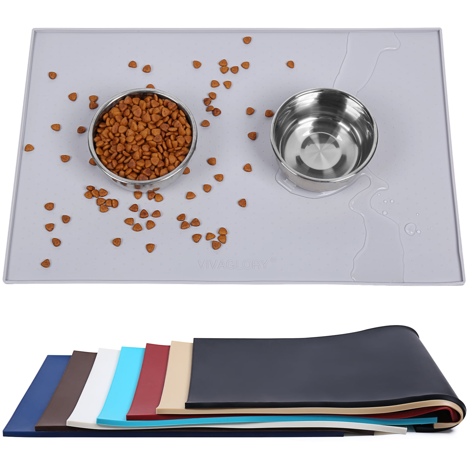 VIVAGLORY Dog Food Mat, Silicone Cat Feeding Bowl Mat, Pet Dish