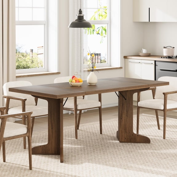 71" Large Dining Table for 6 to 8 People, Modern Dinner Table with Unique Wooden Legs, Rectangle Dining Table for Kitchen, Dining Room & Living Room-Table Only