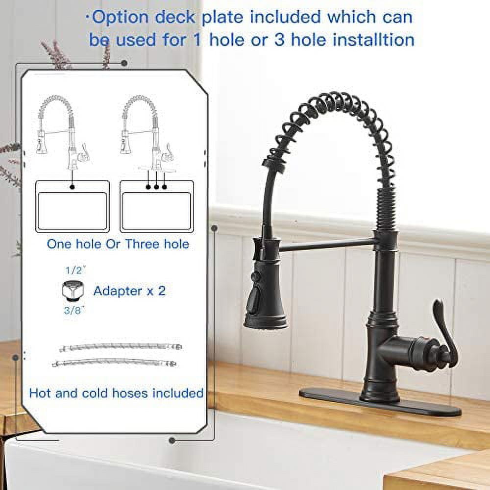 BWE Matte Black High Arc Single Handle Kitchen Sink Faucet