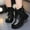 Black, variant on Girls Cute Ankle Boots Bow Lace Up Side Zipper Dress Booties Fashion Versatile Chunky Heel Lug Sole Non-Slip Combat Boots White 12.5 Little Kids