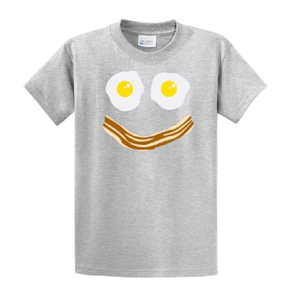 Bacon & Eggs Smiley Face Short Sleeve T-shirt-Lightgrey-XXL