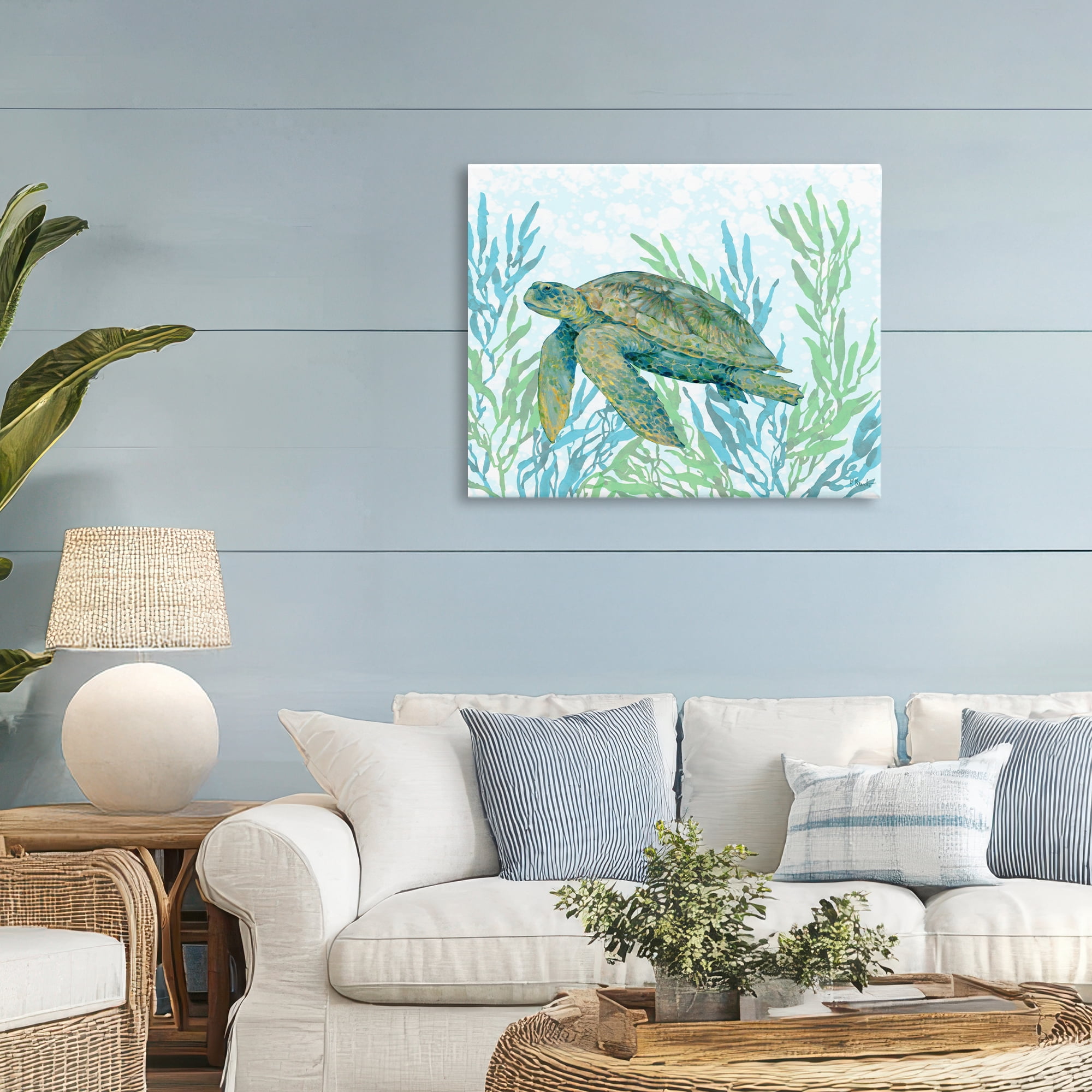 Stupell Industries Tasman Turtle in Seagrass Canvas Wall Art, design by Paul Brent