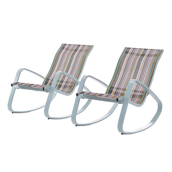 Modern Contemporary Urban Design Outdoor Patio Balcony Garden Furniture Lounge Chair Set, Set of Two, Aluminum Metal Steel, Green