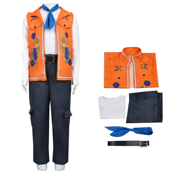 Rise Red Cosplay Costume, Halloween Costume with Embroidered Vest, Shirt, Pants, Belt and Tie, Orange Outfit for Halloween Party and Stage Performance, 120