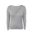 thumbnail image 4 of BLVB Long Sleeve Tops for Women Trendy Asymmetrical Neck Ruched Going out Tops Spring Fall Fashion Tee Shirts Outfits, 4 of 6