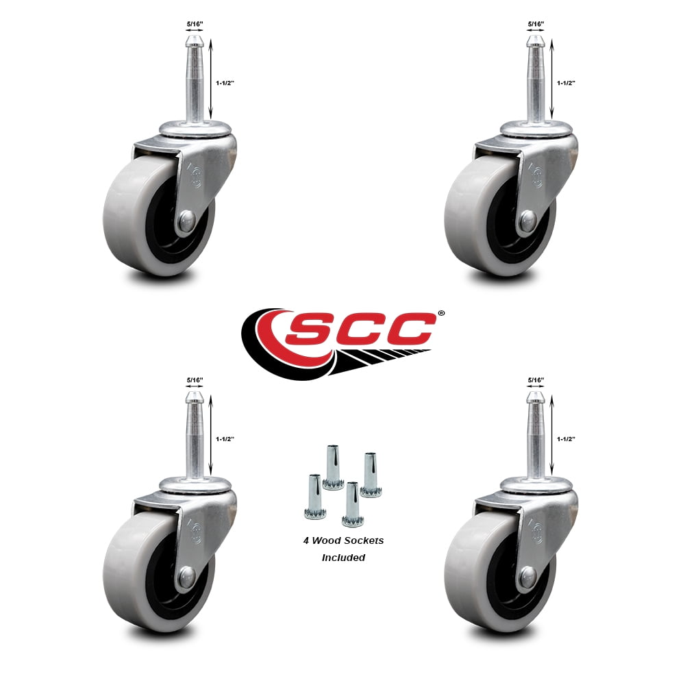 Service Caster 2 Inch Swivel Polyurethane Casters and 5/16 Grip Neck