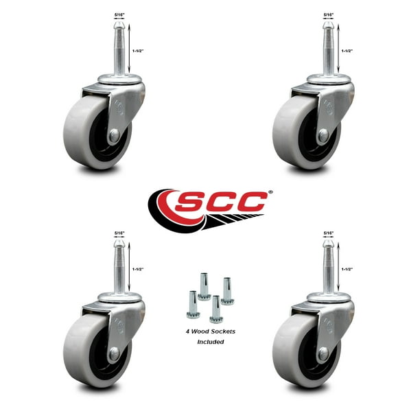 Service Caster 2 Inch Swivel Polyurethane Casters and 5/16 Grip Neck