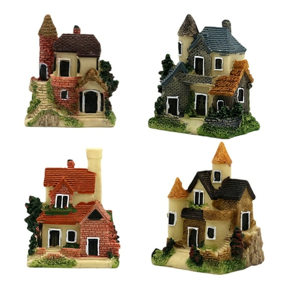 BNNG Resin Miniature House Miniature House Fairy Gardening Micro Landscape Village Stone House Bonsai Terrarium Crafts Ornaments Accessories Home Decoration, 1-Pack