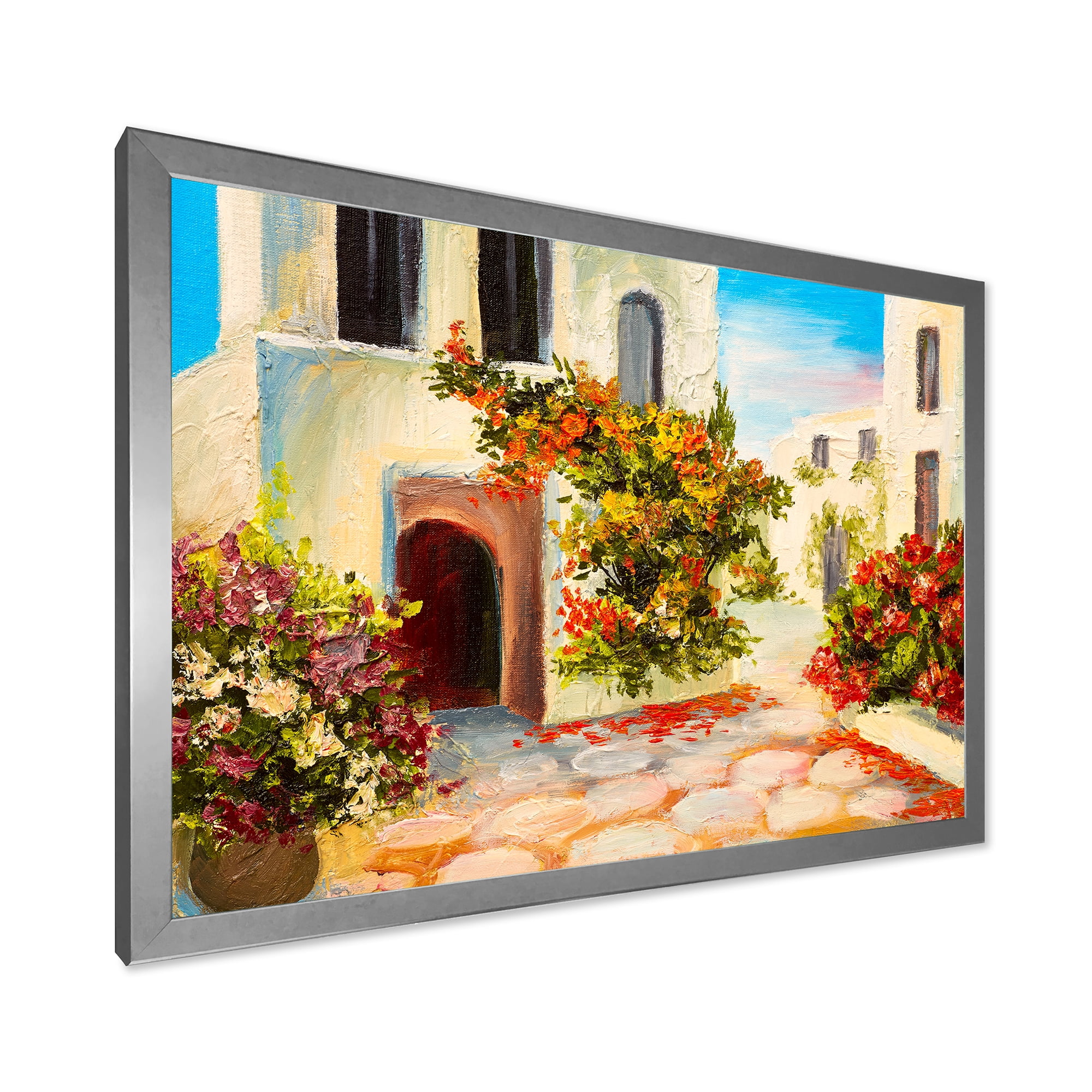 Designart 'The Mountain With Flowers With Little House I' Nautical & Coastal Framed Art Print