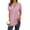 Pink, variant on Nlife Women Short Sleeve Lace Up V Neck Long Sleeve Top