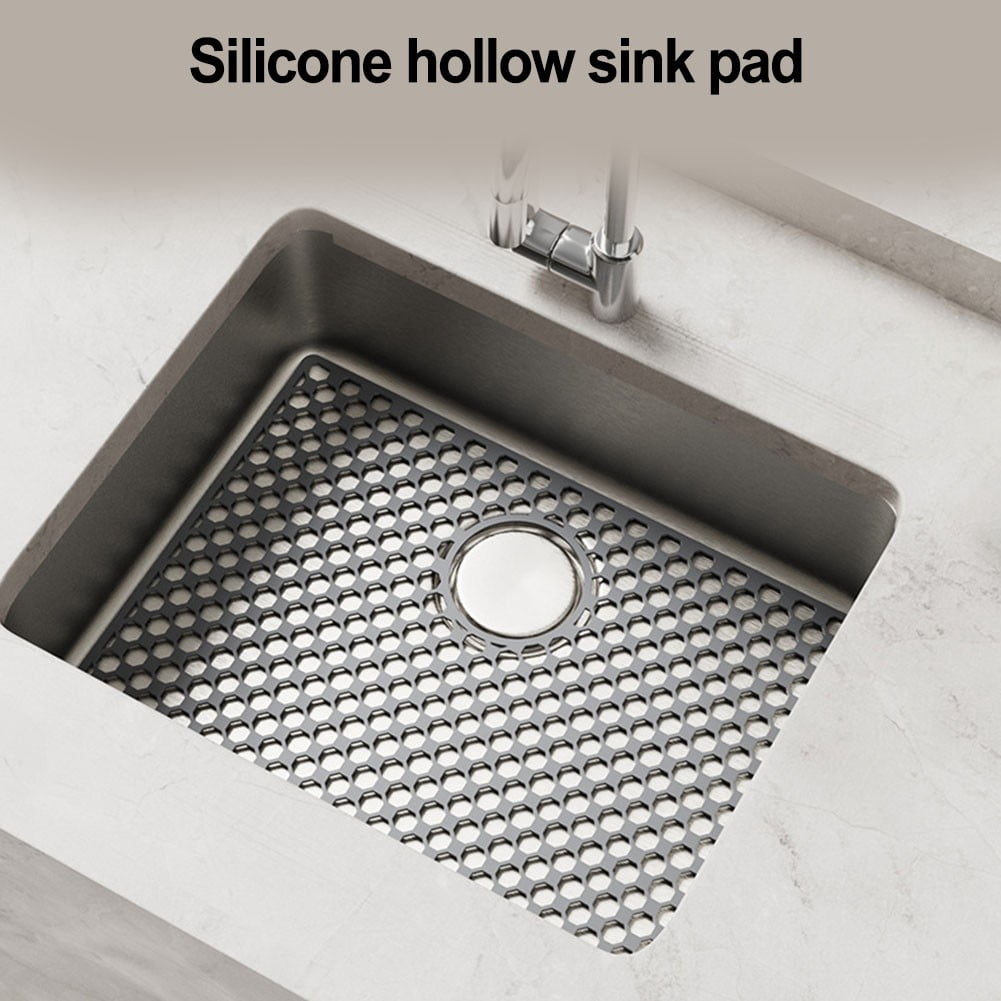 Silicone Sink Mat For Kitchen Nonslip Heat Resistant Design With Center Drain
