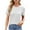 New1/White, variant on Otvok Womens Tops New Short Sleeve Round Neck Solid Color Button Casual Fashion Blouse