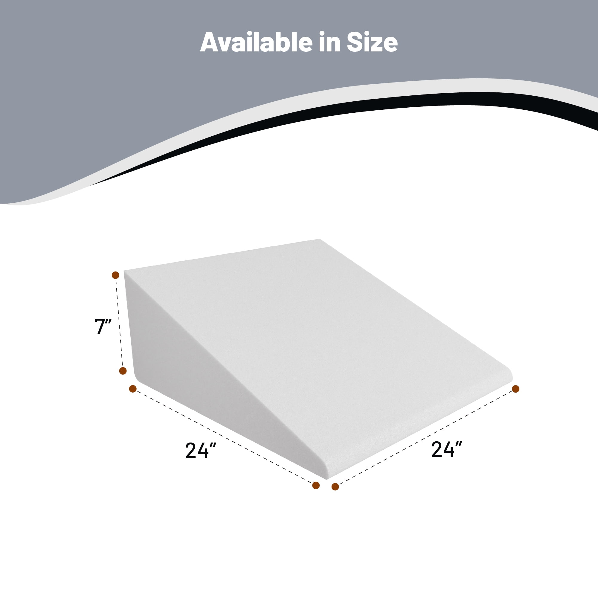 Continental Sleep, 24-Inch Mattress System Bed Wedge Pillow Foam Incline, Multi-Purpose, Comfortable, Heartburn, Legs and Back Support for Acid Reflux, Increases Blood Flow, White