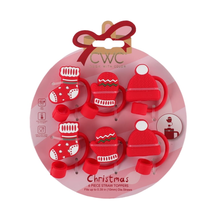 Cook With Color 6-Piece Silicone Holiday Straw Toppers – Stocking