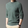 thumbnail image 4 of Suéter ajustado informal de moda para hombre, camisa de cuello redondo, jersey de punto de lana para otoño e invierno, 4 of 5