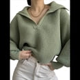thumbnail image 2 of Suéteres de Larga para Mujer, Suéter Ajustado y Elástico de Gran Tamaño, Jersey de Punto Acanalado de Color Liso. Verde S, 2 of 8