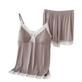 thumbnail image 3 of BLVB Womens Summer Pajama Sets 2 Piece Lace V Neck Cami Tops Built-In Bras and Shorts Lounge Outfits Sleepwear, 3 of 4