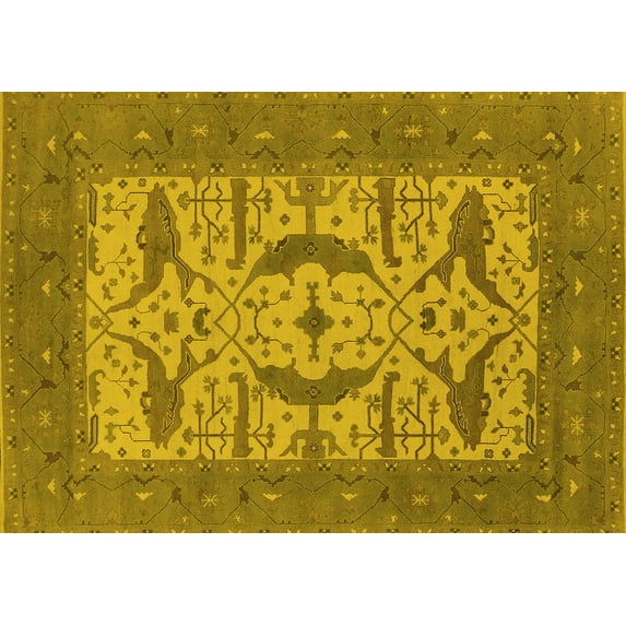 Ahgly Company Indoor Rectangle Oriental Yellow Industrial Area Rugs, 4' x 6'