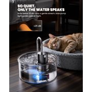 FURCLAN Cat Water Fountain, Glass, 108oz/3.2L, Cordless Battery Operated, Motion Sensor, for Cats and Dogs