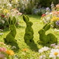 thumbnail image 4 of Beautynvta Easter Bunny Decor, 3 Pcs Green Flocking Bunny Figurines, Resin Moss Bunny Statue, Artificial Moss Rabbit Ornament for Indoor Table Home, Kitchen, Shelf Decorations, 4 of 6