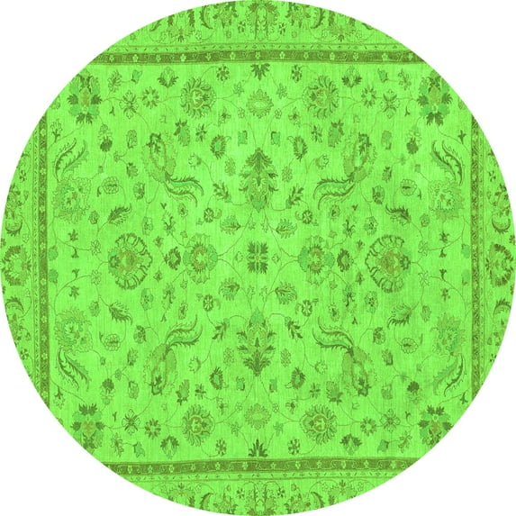 Ahgly Company Indoor Round Oriental Green Traditional Area Rugs, 3' Round