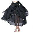 thumbnail image 2 of XChangeFun 35.4in Chiffon Women's Belly Dance Skirt with Coins, Black, 2 of 9