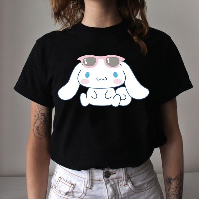 Camiseta de Cinnamoroll Y2k para mujer, ropa Sanrio, camisetas de manga corta, ropa para mujer y Niña