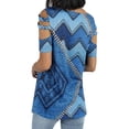 thumbnail image 3 of Franhais Women's Blouse Printed T-shirt, Loose Short Cutout Sleeve Zippered V-neck Pullover, 3 of 9