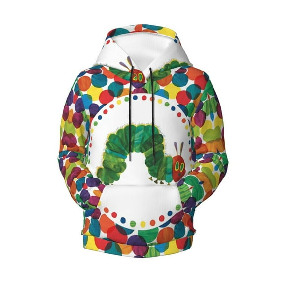 Boys Girls Hungry Caterpilla Pullover Hoodies 3D Print Novelty Colorful Kids Hoodie Sweatshirts with Pocket