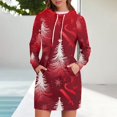 thumbnail image 3 of Women's Long Sleeve Hooded Sweatshirt Dress with Snowflake Christmas Tree Print, Ugly Christmas Sweater Women Style, Cozy Fall and Winter Dress with Pockets for Holiday,Red,2XL, 3 of 7