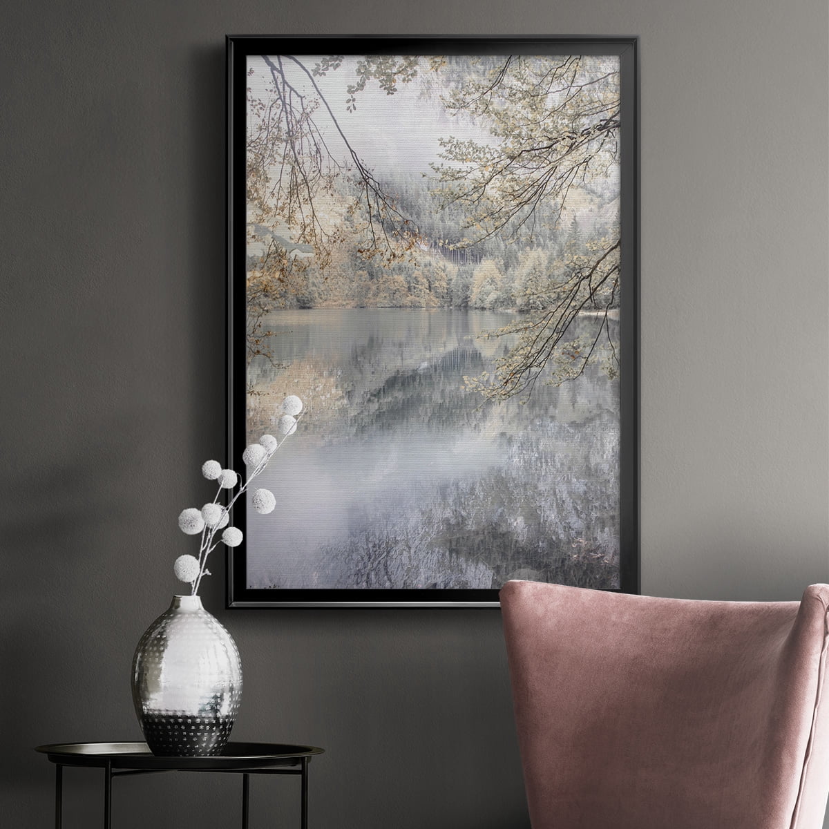 Misty Lake Premium Framed Print - Ready to Hang