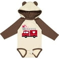 thumbnail image 3 of Inktastic Valentine's Day Red Firetruck with Pink Hearts Boys or Girls Long Sleeve Baby Bodysuit, 3 of 5
