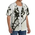 thumbnail image 2 of Fotbe Black And White Rose Camisa Estampada de Manga Corta para Hombre, Casual de Verano, Estilo Playero, Sin Arrugas-Large, 2 of 5