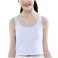 thumbnail image 2 of Training Bras for Girls with Lightly Pads Teen Cotton Camisoles Undershirts Kids Crop Tank Tops Size 7-14 Years White L, 2 of 4