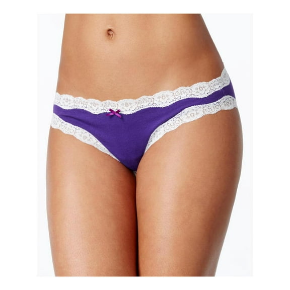 Jennifer by Jennifer Moore Womens Lace Trim Cotton Bikini Panty Purple XXL