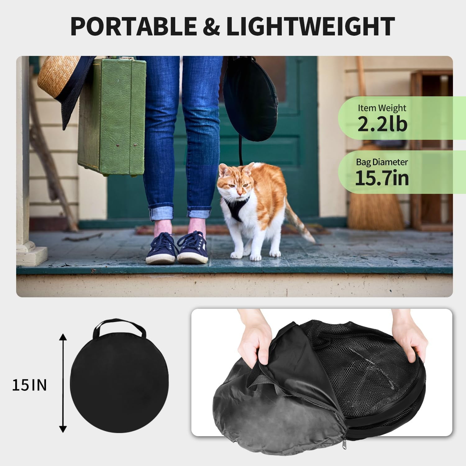 XH Cat Tent Outdoor, Pet Enclosure Tent Suitable for Cats and Small Animals, Indoor Playpen Portable Exercise Tent with Carry Bag(Pet Tent& Tunnel) S