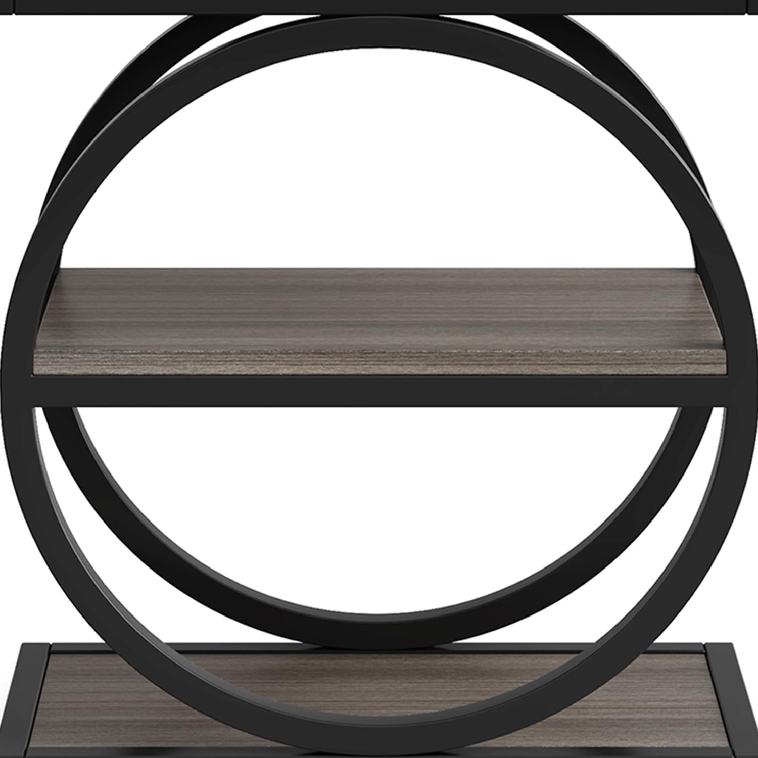 Demi Bonndustrial Console Table for Entryway, Farmhouse Sofa Tables Behind Couch, Rustic Wood and Metal Foyer Table with 3-Tier Shelves for Hallway Living Room, Gray