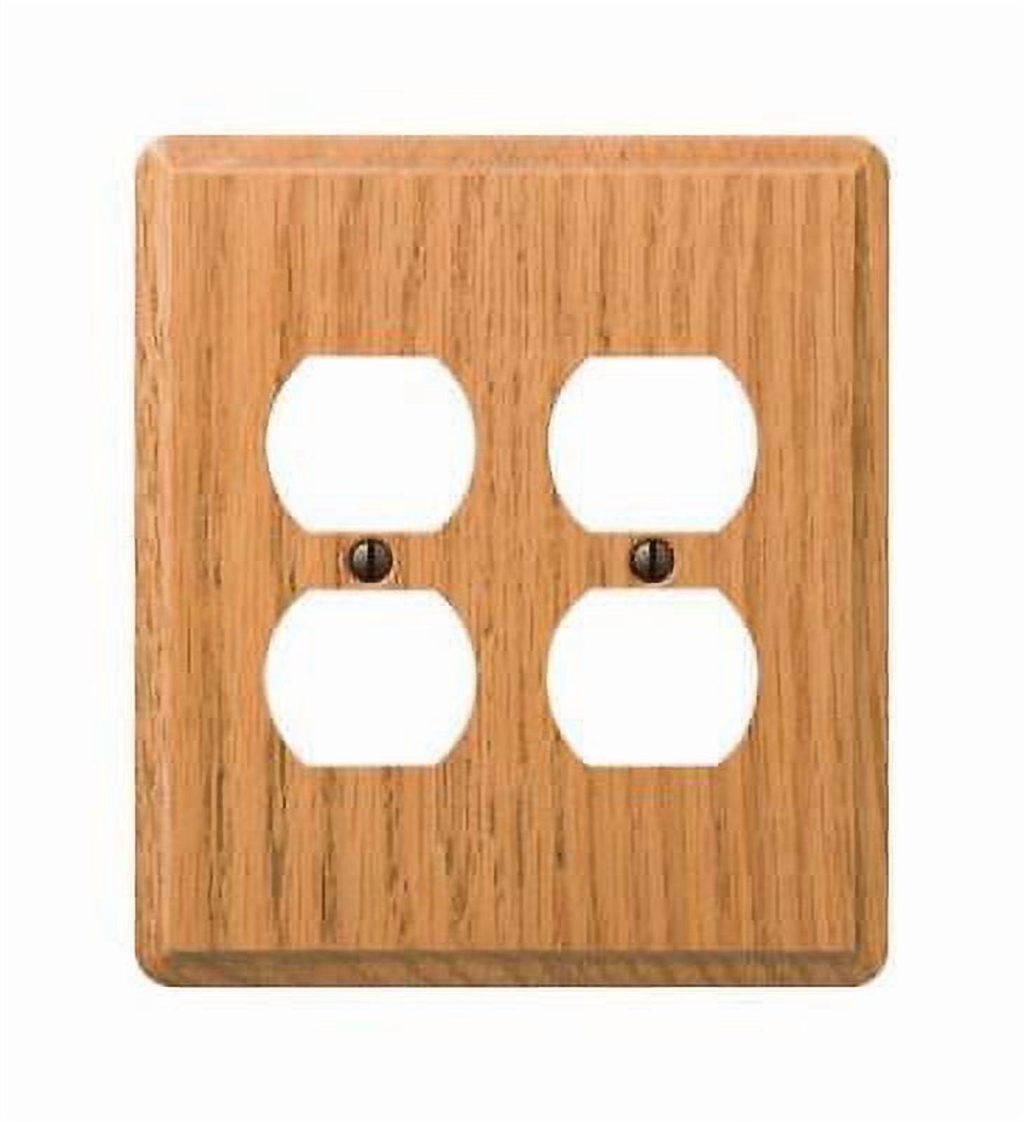 2Pc Amerelle Contemporary Light Brown 2 gang Oak Wood Duplex Outlet Wall Plate 1 pk