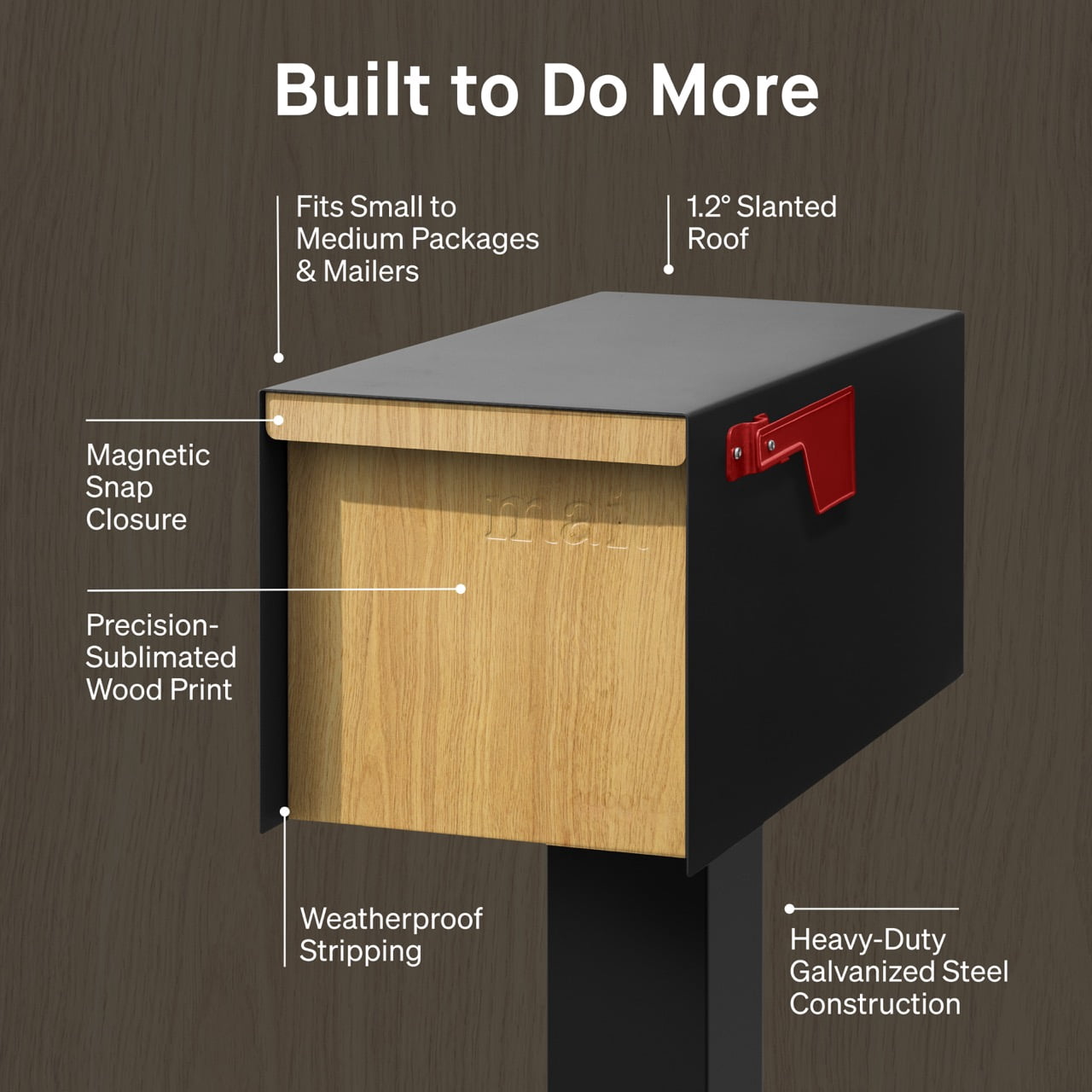 Adoorn Post Mount Mailbox | White Oak