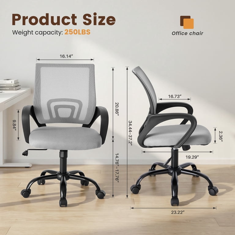 Edx Ergonomic Mid-Back Office Chair, Gray photo 2