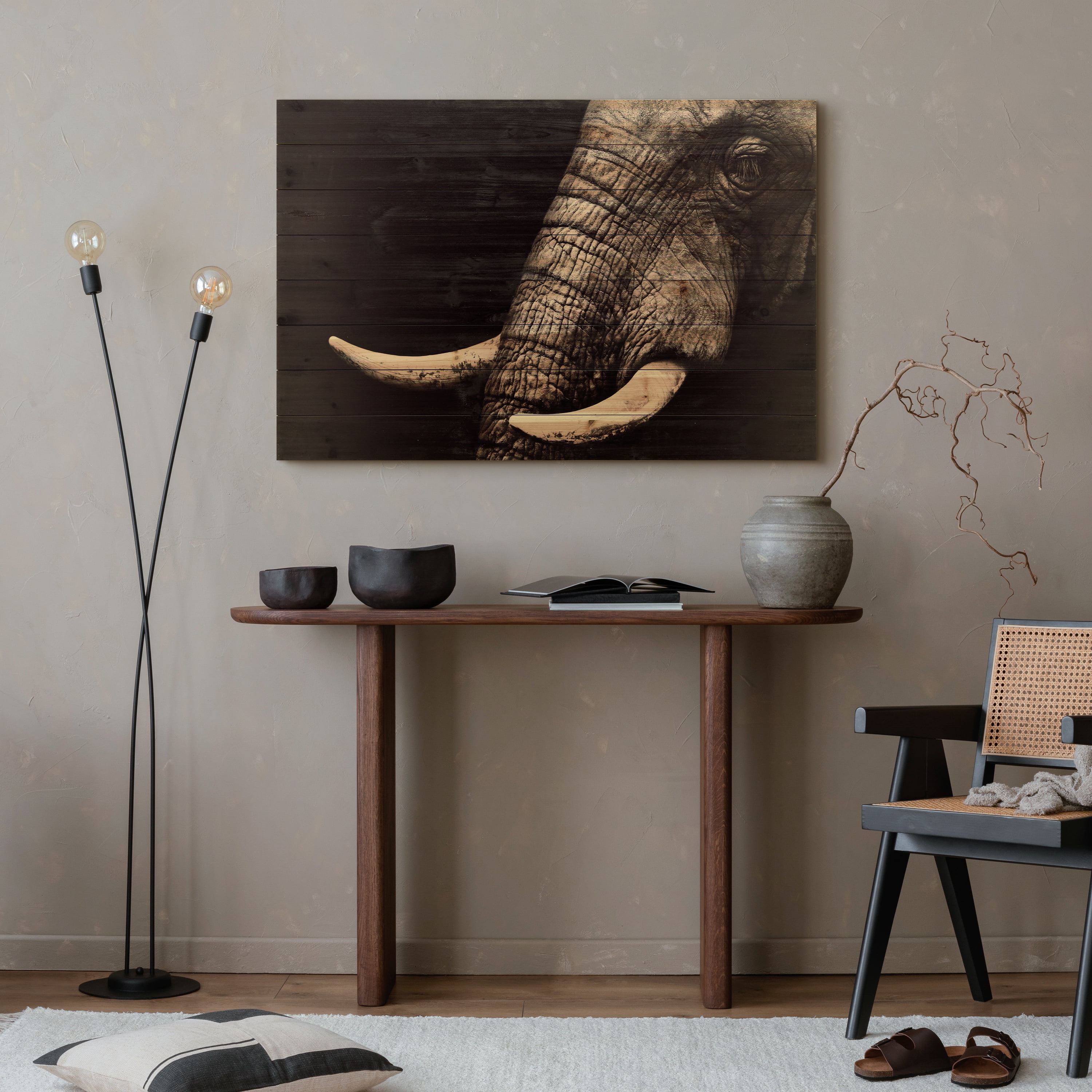 Empire Art Direct Elephant Print on Solid Wood Wall Art, 30" x 45", Ready to Hang