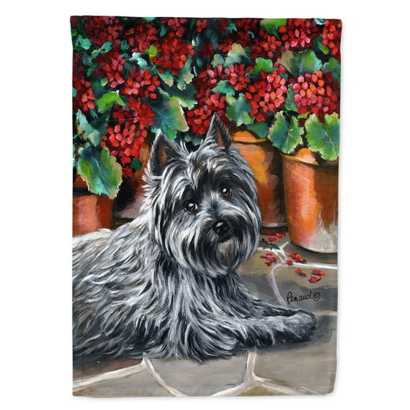 Carolines Treasures PPP3052GF Cairn Terrier Geraniums Flag Garden Size  Small multicolor