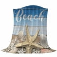 thumbnail image 6 of Blue Starfish Blanket Soft Cozy Warm Throw Blanket for Couch, Plush Fuzzy Flannel Fleece Blankets for Sofa, Coastal Coral Ocean Ombre Brown Wooden Bed Blankets Lightweight Gifts for Women, 40"x60", 6 of 9